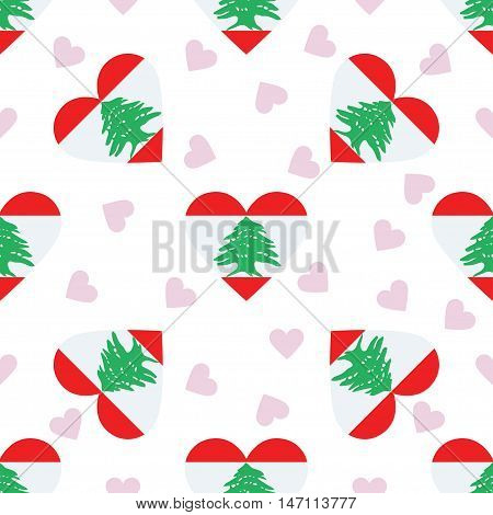 Lebanon Independence Day Seamless Pattern. Patriotic Background With Country National Flag In The Sh