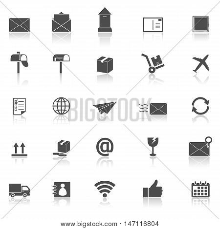 Post icons with reflect on white background, stock vector