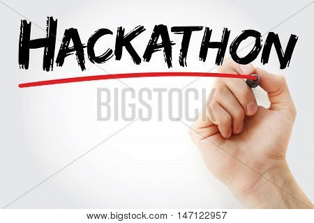 Hand writing Hackathon with marker business concept