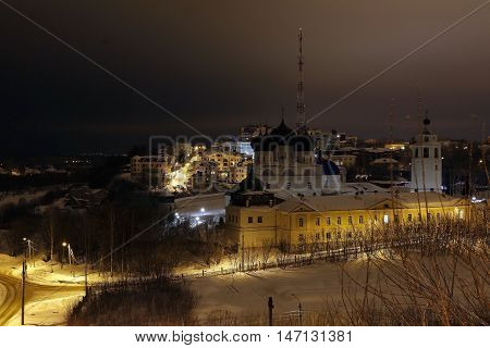 Night And White Chirch In The City
