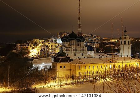 Night And White Chirch In The City