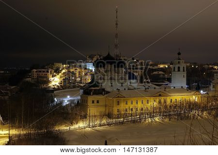 Night And White Chirch In The City