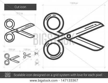 Cut vector line icon isolated on white background. Cut line icon for infographic, website or app. Scalable icon designed on a grid system.