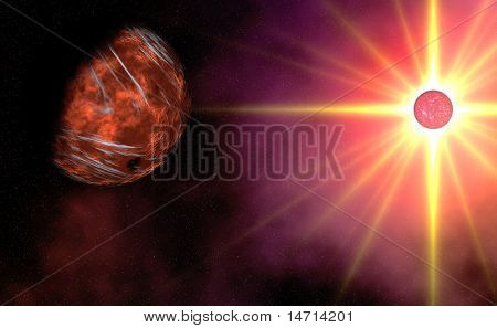 Immagine composita di un pianeta alieno ravvicinato