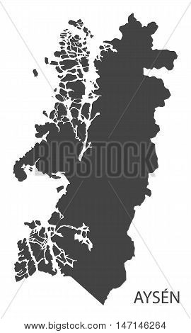 Aysen Chile Map in grey vector high res