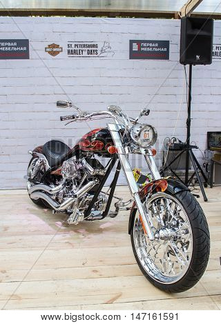 St. Petersburg, Russia - 12 August, Elegant tuned bike,12 August, 2016.
The annual International Festival of Motor Harley Davidson in St. Petersburg Ostrovsky Square.