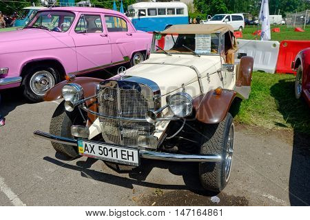 Kharkiv Ukraine - May 22 2016: Retro car Mercedes-Benz Gazelle manufactured in1926 is presented at the festival of vintage cars Kharkiv Retro Rally - 2016 in Kharkiv Ukraine on May 22 2016
