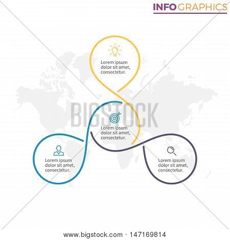 Linear infographics. Chart with 3 steps, options. Vector design element.