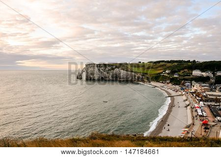 Falaise D'amont Etretat City Normandy France Europe