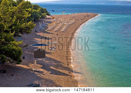 Famous Zlatni Rat beach on Brac island view Bol Dalmatia Croatia