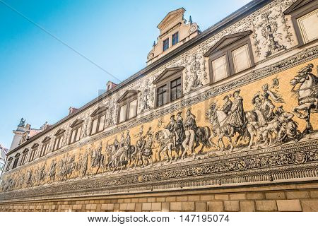 The Fürstenzug (Procession of Princes) mural in Dresden, Germany