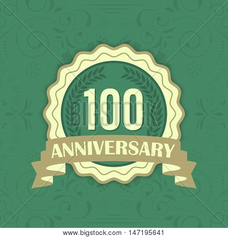 Centennial Vector Label On A Green Ornament Background.