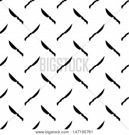Silhouettes Knives Seamless Pattern on White. Kitchen Accessories. Bladed Weapons Collection
