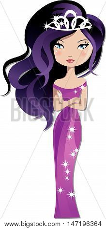 Beatuiful little girl wih crown. Vector illustration