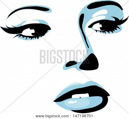 Fashion girl face. Abstract beautiful female face