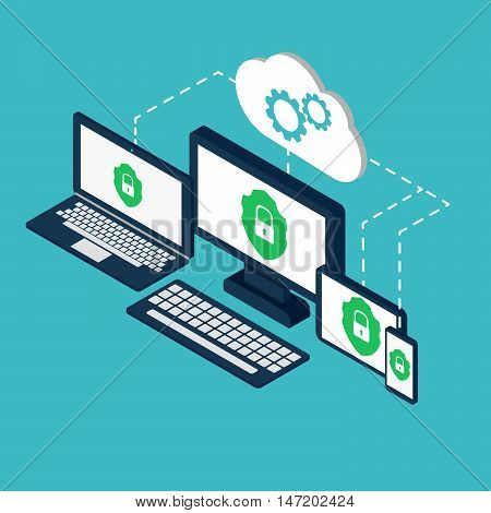 Protection Against Hacker Concept. Vector Illustration