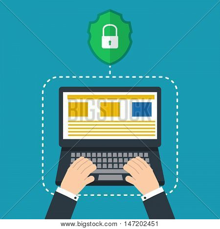 Protection Against Hacker Concept. Vector Illustration