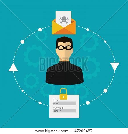 Protection Against Hacker Concept. Vector Illustration