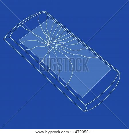 Mobile icons background vith smashed Scream shoving Shattered Glass and form it Scream Simple vector illustration