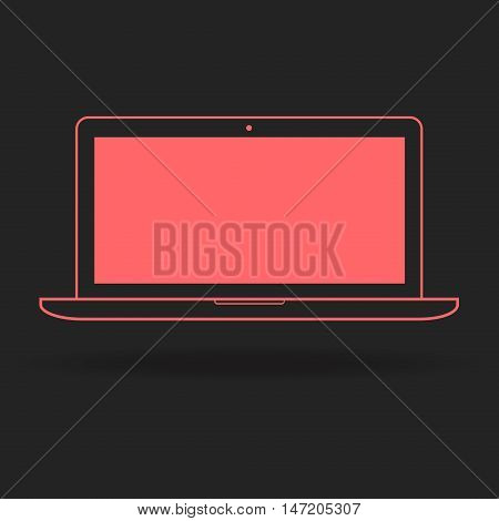 Computer monitor outline icon modern minimal flat design style vector illustration
