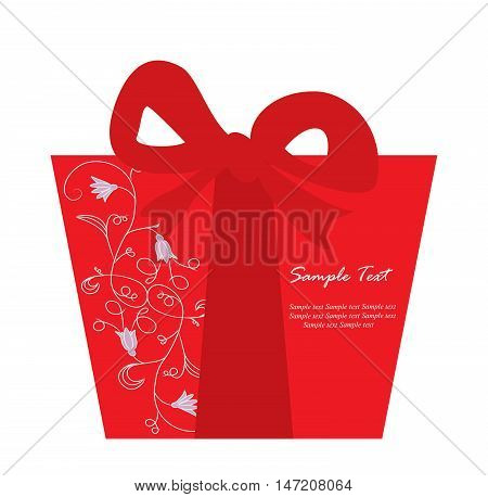 Gift floral decorative box card. Vector illustratuon
