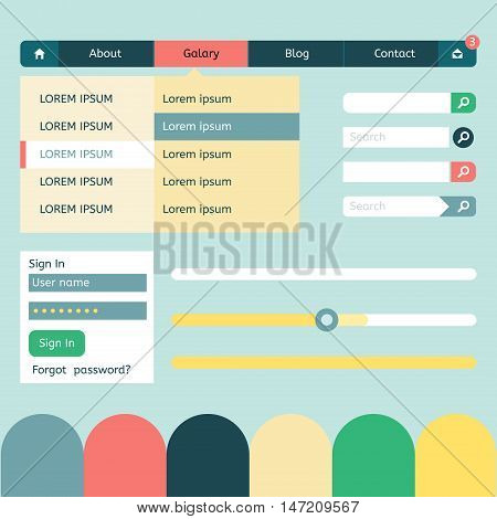 Flat Web Design elements kit for user interface projects