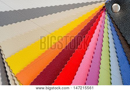 Leather samples with different colors . .