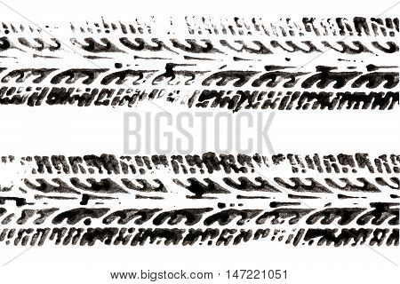 tire tracks made with ink isolated on white