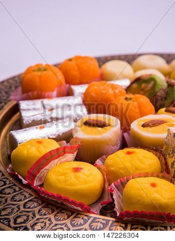 Indian festival Sweet Food or mithai on White Background