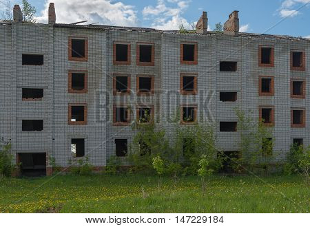 abandoned block of flats brick old building