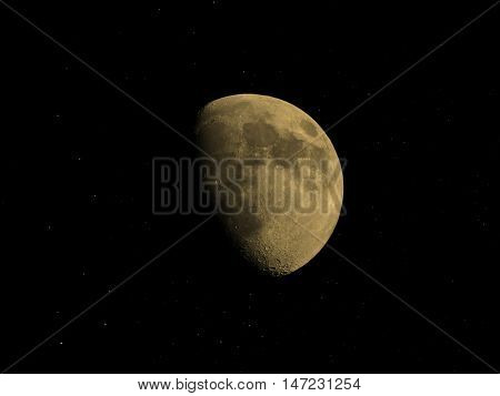 Gibbous Moon With Stars Sepia