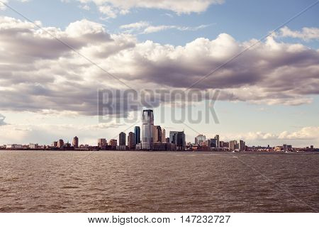 Amous New York City Evening Cityscape Tourism Concept