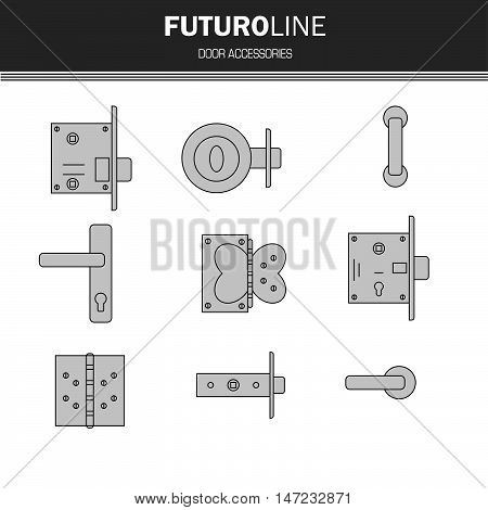 door lock door furniture room door part accessories. futuristic gray line element. vector illustration