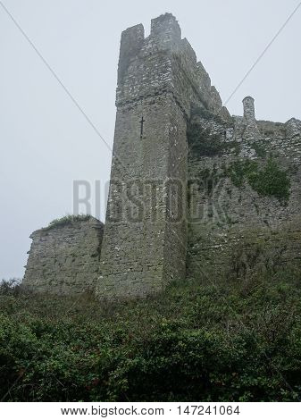Manorbier castle photographed at Manorbier in Pembrokeshire