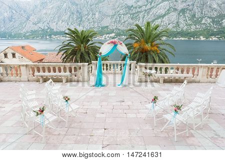 beautiful wedding arch for the ceremony of flowers.