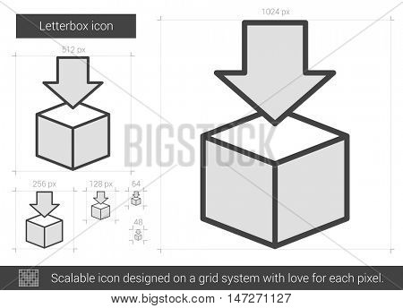 Letterbox vector line icon isolated on white background. Letterbox line icon for infographic, website or app. Scalable icon designed on a grid system.