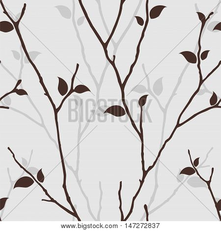 Seamless pattern with leaves. Nature background with tree branches