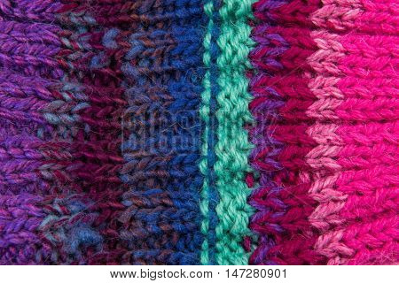 striped colorful wool texture handmade patten closeup macro blue red green red  purple  