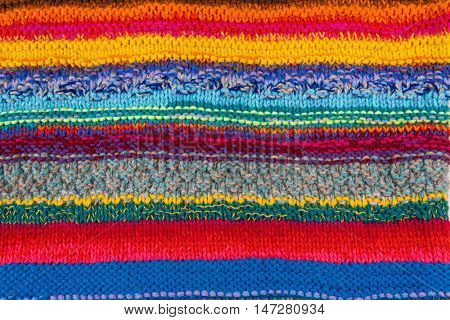striped colorful wool texture handmade patten closeup macro blue red green yellow orange purple beige brown