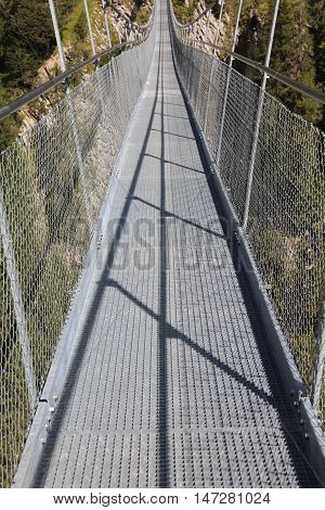 Holzgau Suspension Bridge in Lech Valley. Tirol. Austria