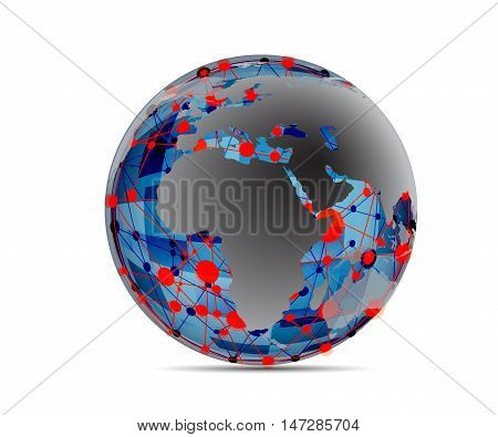 Global network vector.Technology koncept. Social media illustration.Design elements concept. Earth symbol of worldwide internet.Wifi World Icon.