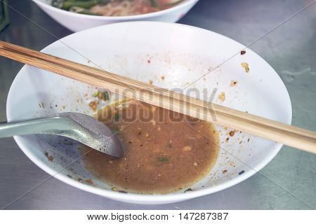 Empty noodle food in bowl. Thailand food.