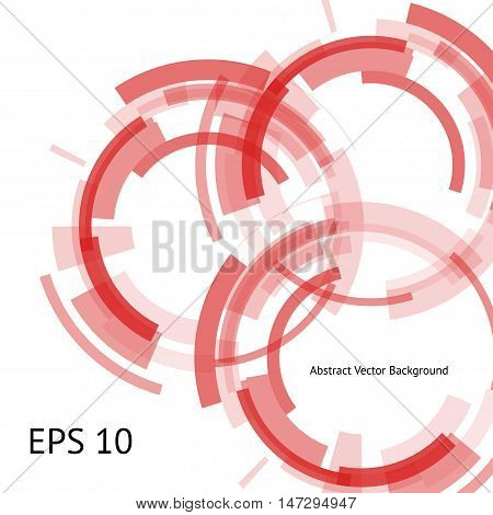 Abstract cyberred background with technical rings in the center. Geometrical shapes on the white background. Beautiful vector detail for your futuristic web-design.