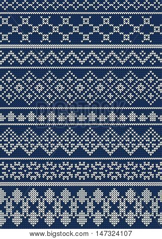 Vector Illustration of Ugly sweater seamless Pattern for Design, Website, background, Banner. Merry christmas Knitted Retro cloth with Snowflake Element Template