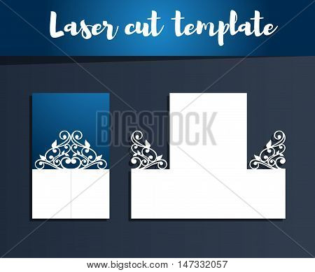 Laser Cut Template For Invitation Or Greeting Card. Openwork Silhouette For Cutting. Paper Cut Out C