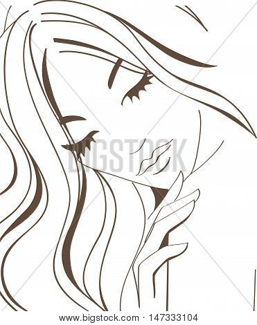 Vector skin care icon. Beautiful young girl