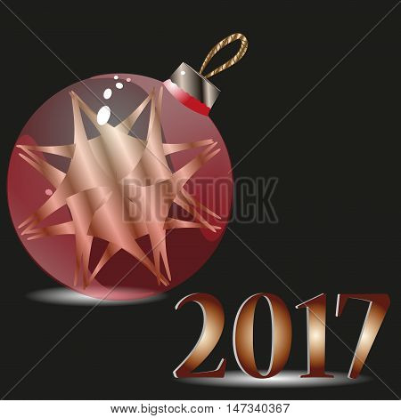 Postcard christmas red ball and 2017
Congratulation of, minimalist design style glass christmas ball transparent, with the decoration inside the text background Stock vector illustration