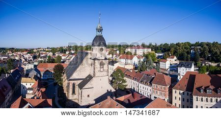 Aerial View Church St. Nicolai Schmoelln Thuringia Germany