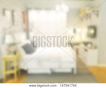 defocus blur abstract background of modern bedroom interior