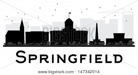 Springfield City skyline black and white silhouette. Vector illustration. Simple flat concept for tourism presentation, banner, placard or web site. Business travel concept. Cityscape with landmarks